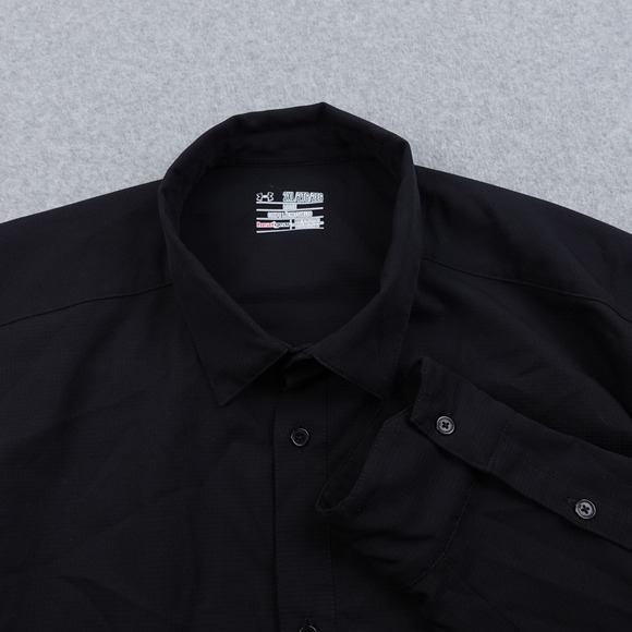 Under Armour‎ HeatGear Mens XL Black Long Sleeve Button Down Shirt Lightweight - Picture 1 of 5